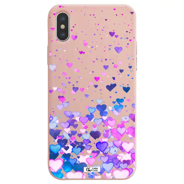Watercolor Flying Hearts Apple iPhone X Silicone pastel pink Case