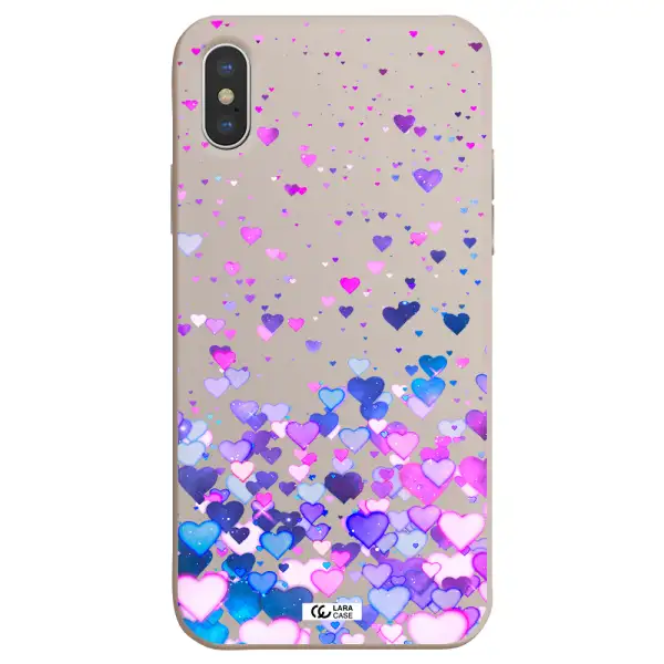 Watercolor Flying Hearts Apple iPhone X Silicone Stone Case