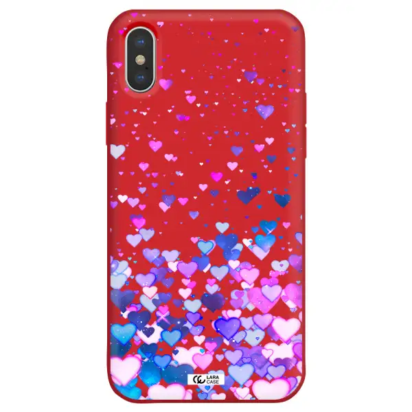 Watercolor Flying Hearts Apple iPhone XS Silicone Imperial Red Case