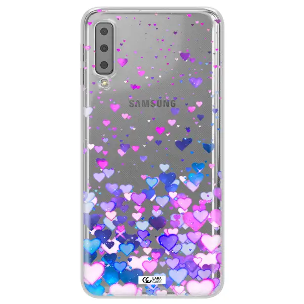 Watercolor Flying Hearts Samsung A7 2018 Clear TPU Case