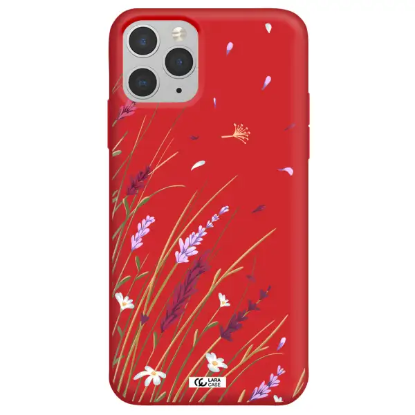 Long Grass Flower Apple iPhone 11 pro max Silicone Imperial Red Case