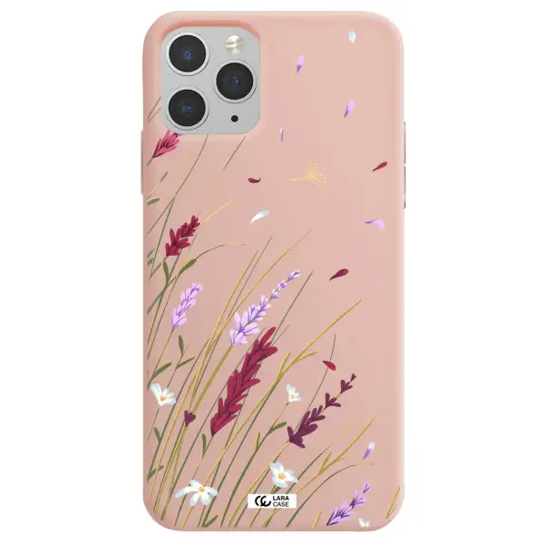 Long Grass Flower Apple iPhone 11 pro max Silicone pastel pink Case