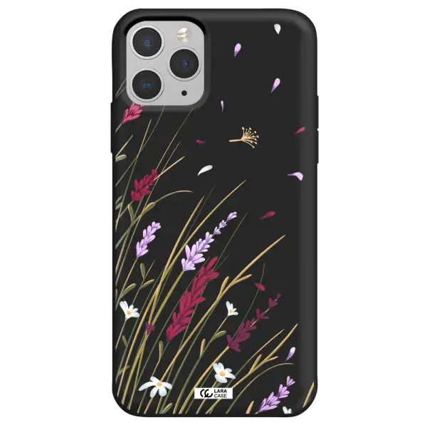 Long Grass Flower Apple iPhone 11 pro Silicone black Case