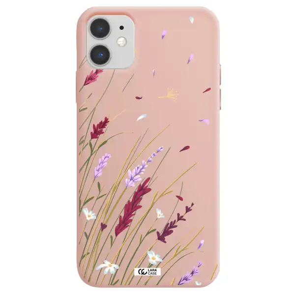 Long Grass Flower Apple iPhone 11 Silicone pastel pink Case