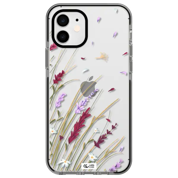 Long Grass Flower Apple iPhone 12 impact black border Case
