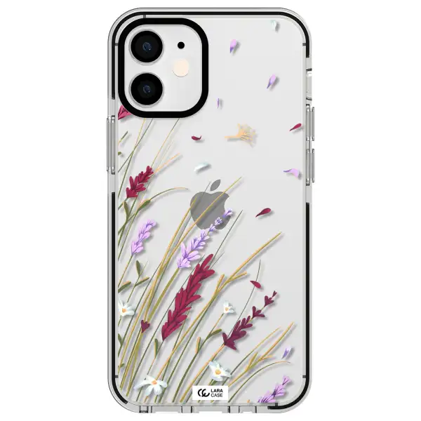 Long Grass Flower Apple iPhone 12 mini impact black border Case