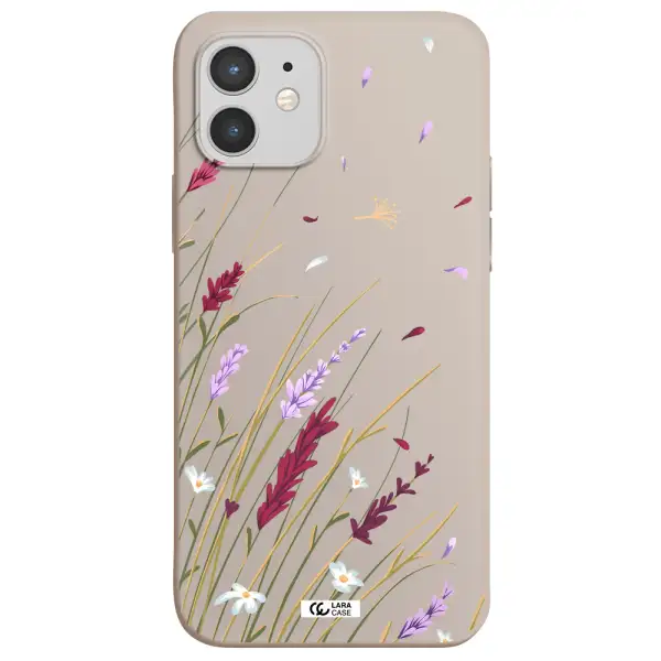 Long Grass Flower Apple iPhone 12 Silicone Stone Case