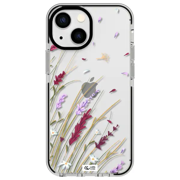 Long Grass Flower Apple iPhone 13 mini impact black border Case