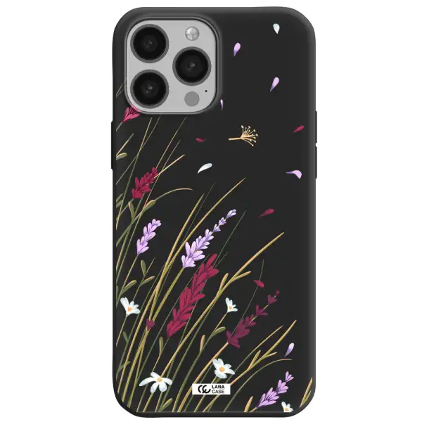 Long Grass Flower Apple iPhone 13 Pro Max Silicone black Case