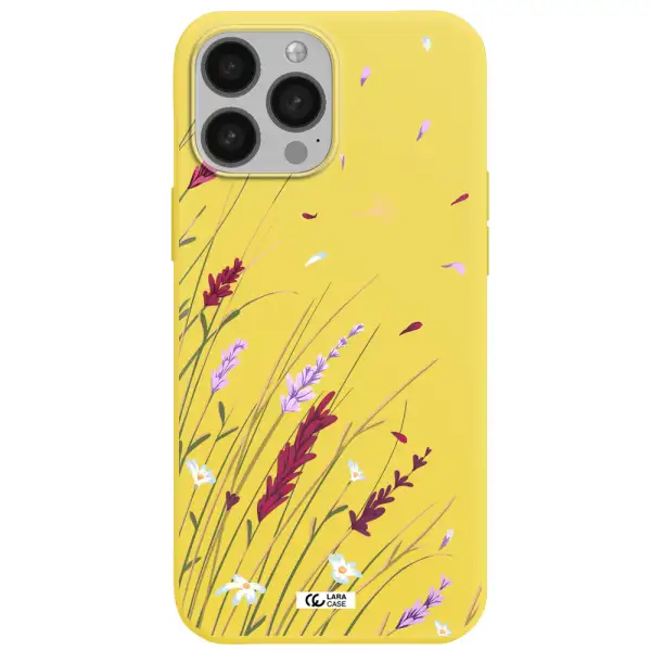 Long Grass Flower Apple iPhone 13 Pro Max Silicone canary yellow Case