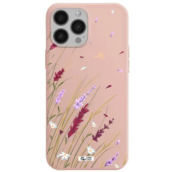 Long Grass Flower Apple iPhone 13 Pro Max Silicone pastel pink Case