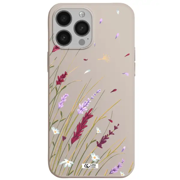 Long Grass Flower Apple iPhone 13 Pro Max Silicone Stone Case