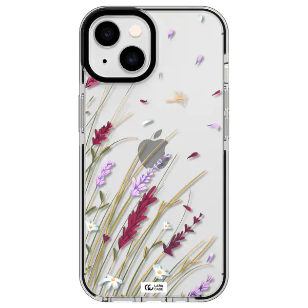 Long Grass Flower Apple iPhone 14 impact black border Case