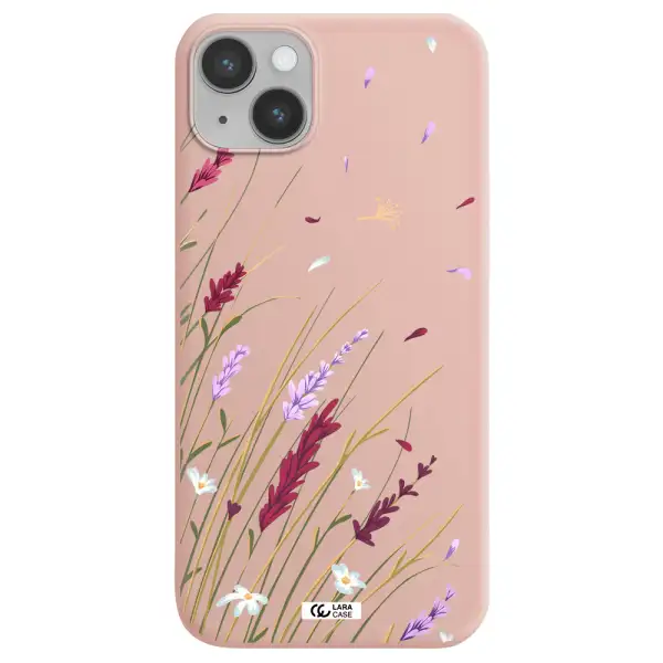 Long Grass Flower Apple iPhone 14 plus Silicone pastel pink Case
