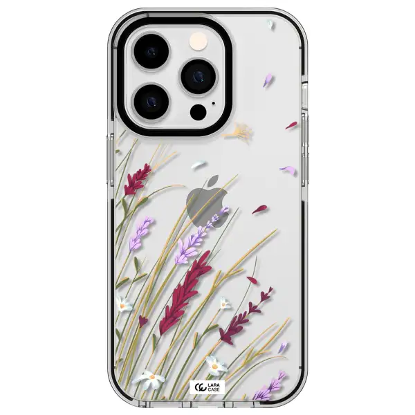 Long Grass Flower Apple iPhone 14 pro impact black border Case