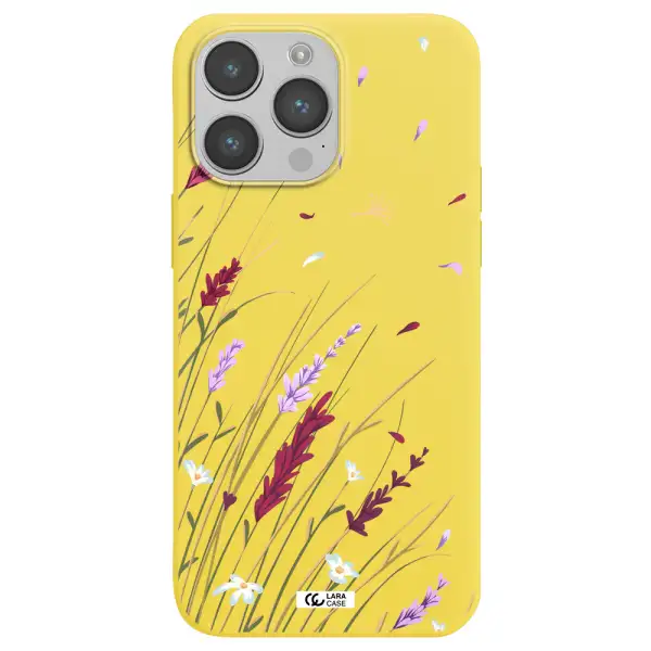 Long Grass Flower Apple iPhone 14 pro Silicone canary yellow Case
