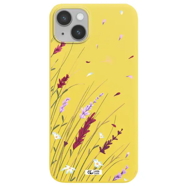 Long Grass Flower Apple iPhone 14 Silicone canary yellow Case