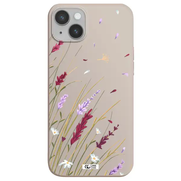 Long Grass Flower Apple iPhone 14 Silicone Stone Case