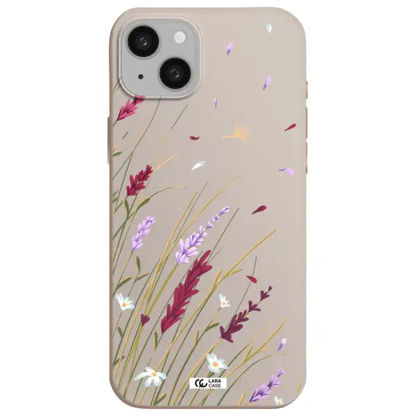 Long Grass Flower Apple iphone 15 plus Silicone Stone Case