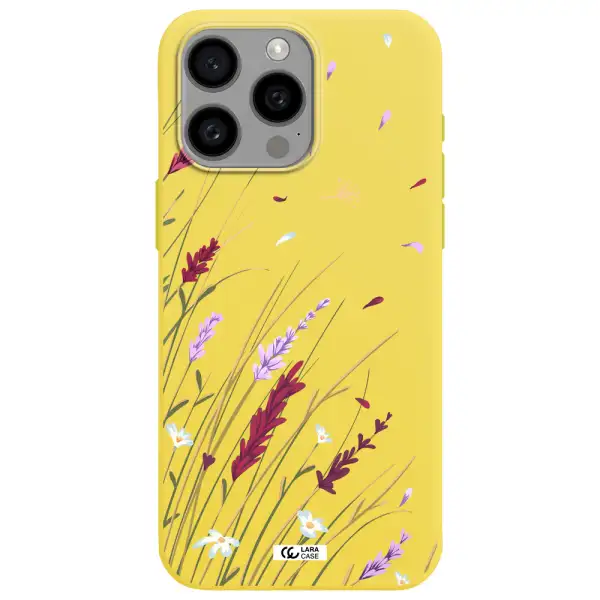 Long Grass Flower Apple Iphone 15 Pro max Silicone canary yellow Case