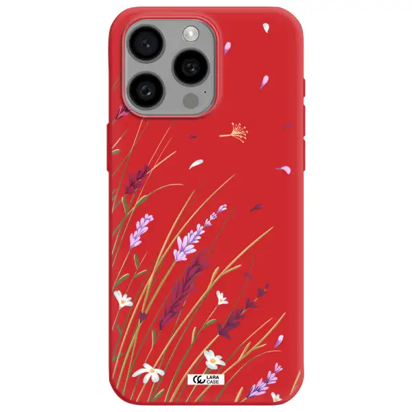 Long Grass Flower Apple Iphone 15 Pro Max Silicone Imperial Red Case