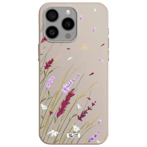Long Grass Flower Apple Iphone 15 Pro max Silicone Stone Case