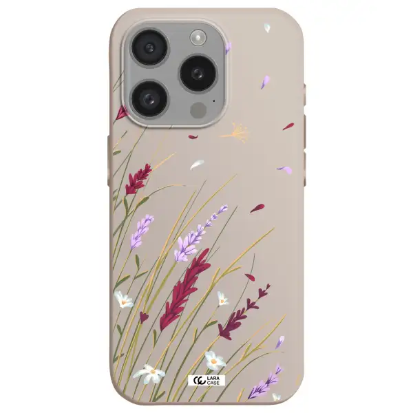Long Grass Flower Apple Iphone 15 Pro Silicone Stone Case