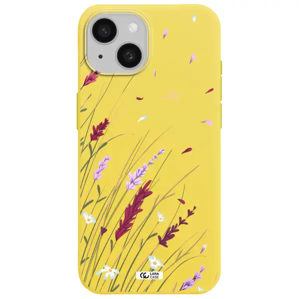 Long Grass Flower Apple iPhone 15 Silicone canary yellow Case