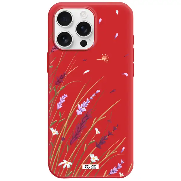Long Grass Flower Apple Iphone 16 Pro Max Silicone Imperial Red Case