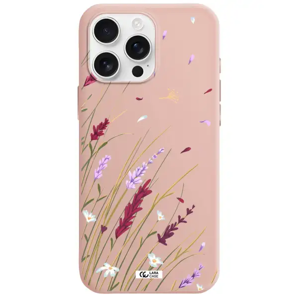 Long Grass Flower Apple Iphone 16 Pro Max Silicone Pastel Pink Case