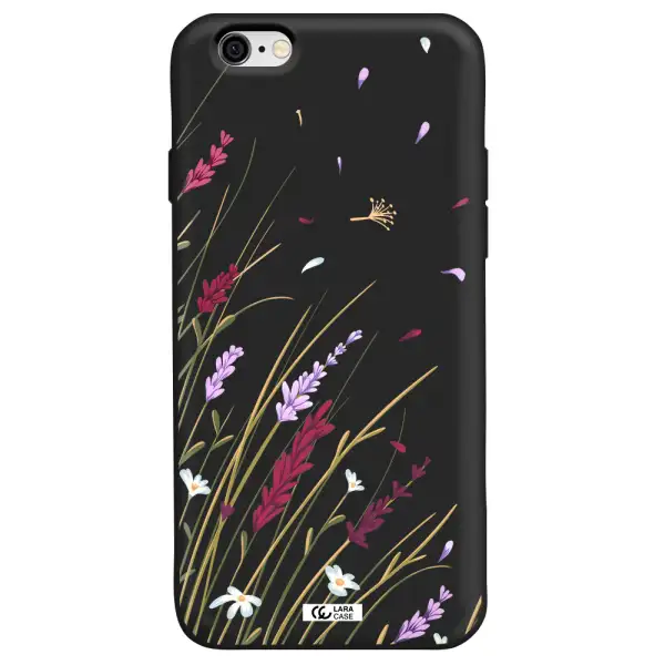 Long Grass Flower Apple iPhone 6 Silicone black Case