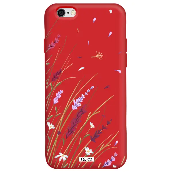 Long Grass Flower Apple iPhone 6 Silicone Imperial Red Case