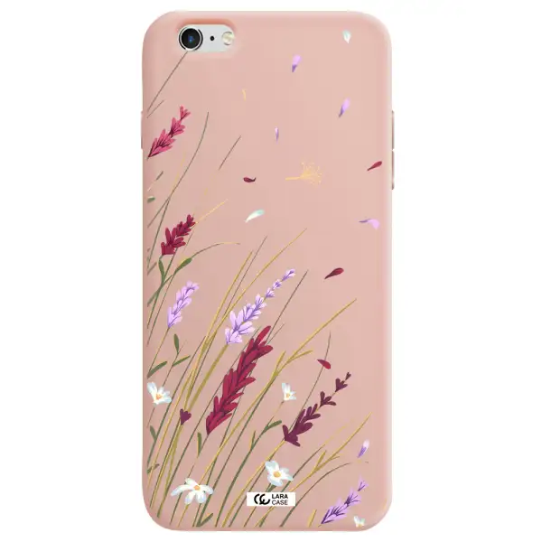 Long Grass Flower Apple iPhone 6S Silicone pastel pink Case