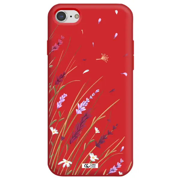 Long Grass Flower Apple iPhone 7 Silicone Imperial Red Case
