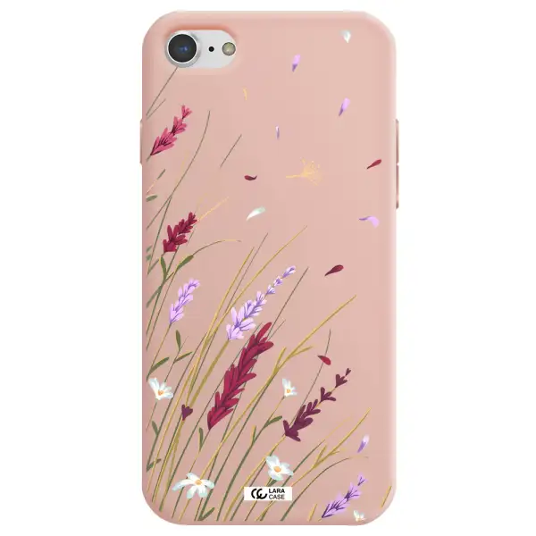 Long Grass Flower Apple iPhone 7 Silicone pastel pink Case