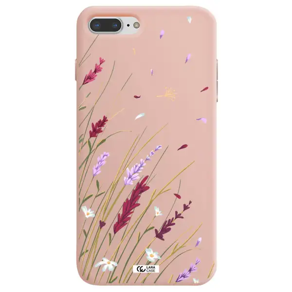 Long Grass Flower Apple iPhone 8 plus Silicone pastel pink Case