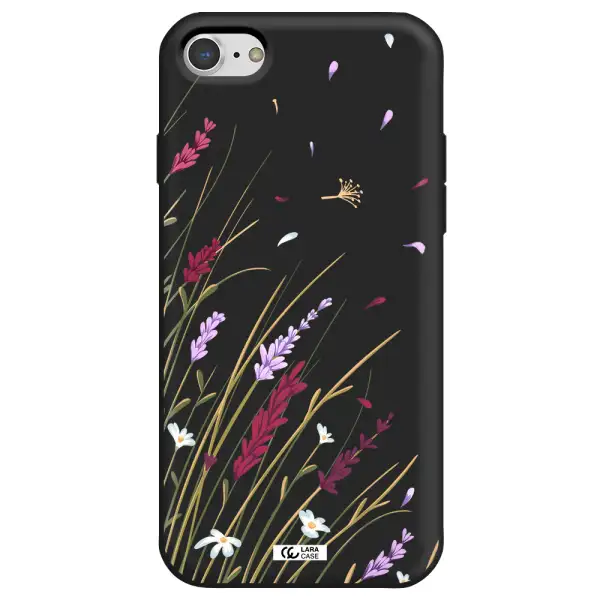 Long Grass Flower Apple iPhone 8 Silicone black Case