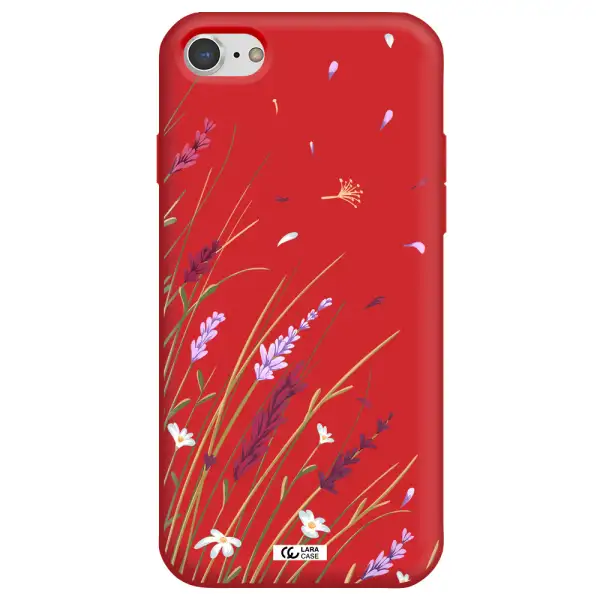 Long Grass Flower Apple iPhone 8 Silicone Imperial Red Case