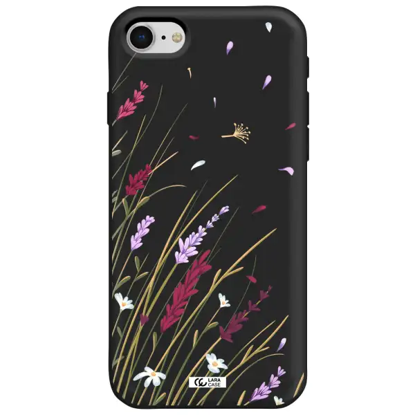 Long Grass Flower Apple iPhone se 2020 Silicone black Case
