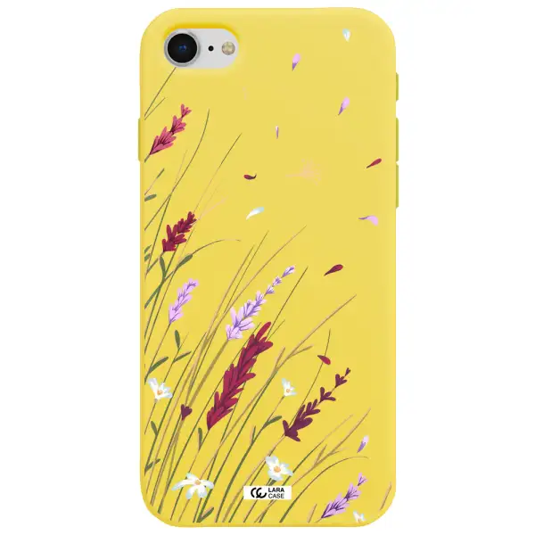 Long Grass Flower Apple iPhone se 2020 Silicone canary yellow Case