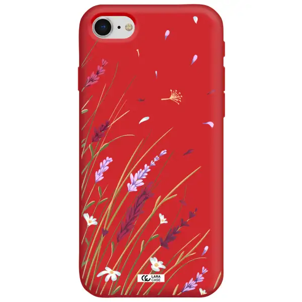 Long Grass Flower Apple iPhone se 2020 Silicone Imperial Red Case