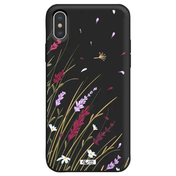 Long Grass Flower Apple iPhone X Silicone black Case