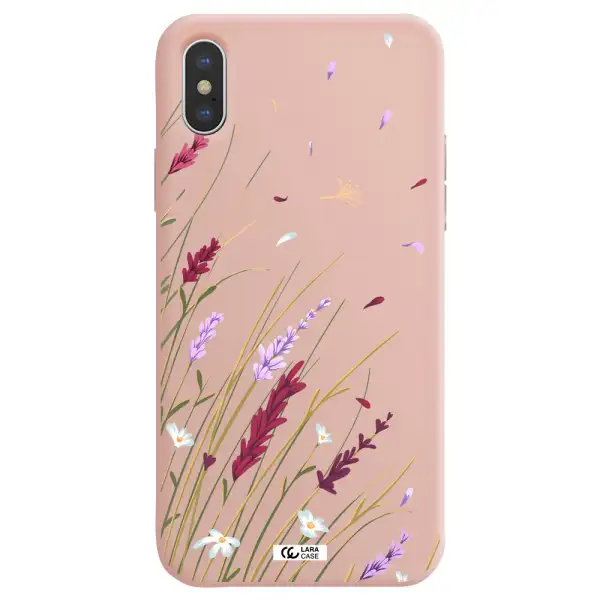 Long Grass Flower Apple iPhone XS max Silicone pastel pink Case