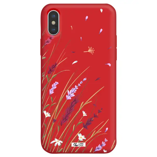 Long Grass Flower Apple iPhone XS Silicone Imperial Red Case