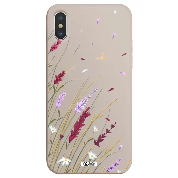 Long Grass Flower Apple iPhone XS Silicone Stone Case