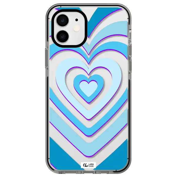 Blue Heart Apple iPhone 11 impact black border Case