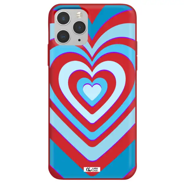 Blue Heart Apple iPhone 11 pro max Silicone Imperial Red Case