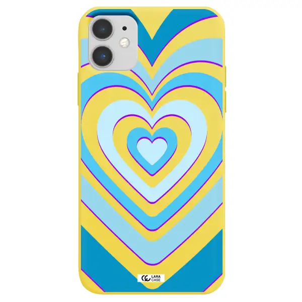 Blue Heart Apple iPhone 11 Silicone canary yellow Case