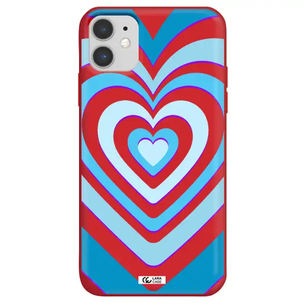Blue Heart Apple iPhone 11 Silicone Imperial Red Case