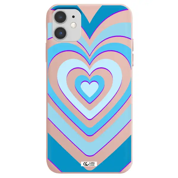 Blue Heart Apple iPhone 11 Silicone pastel pink Case